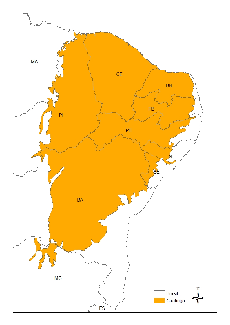 perda cobertura mapa caatinga